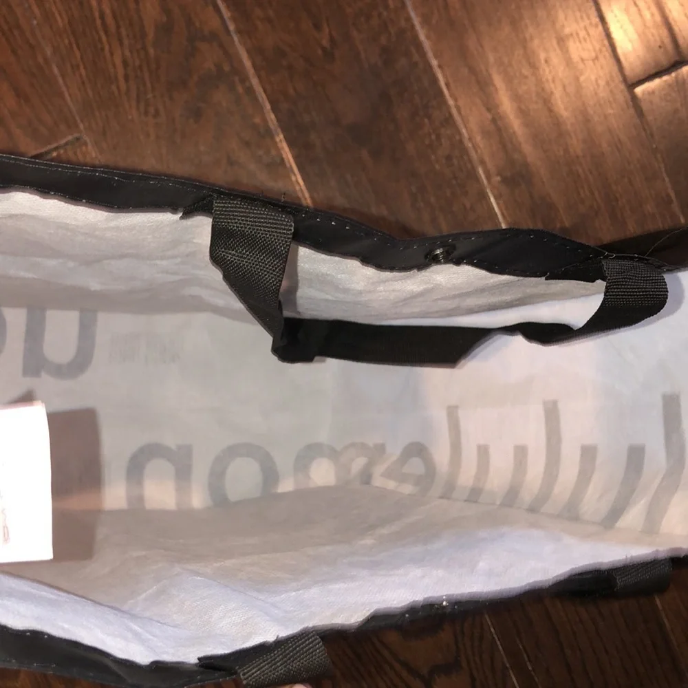Lululemon black and white reusable tote bag